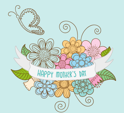 D¨ªa de material flores vector de la madre de la historieta