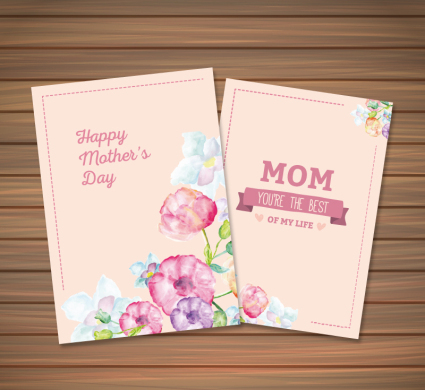 Flores de la acuarela elegantes para el D¨ªa de la Madre tarjetas de felicitaci¨®n vector
