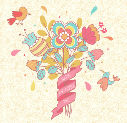 Las flores frescas para el D赤a de material tarjetas de felicitaci車n del vector de la Madre