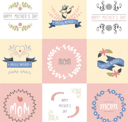 D赤a material de tarjetas de felicitaci車n de vector 9 de madre del vintage