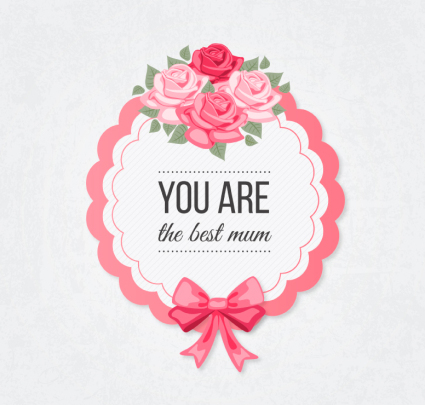 D¨ªa de la Madre rosas vector de la tarjeta de felicitaci¨®n decorativa