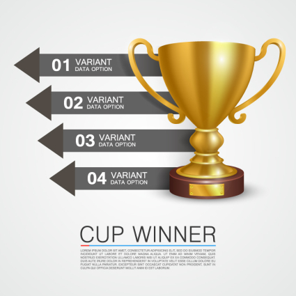 Informaci車n de negocios mapa vectorial trofeo de oro