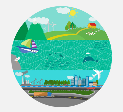 Tierra redonda material de paisaje vector de la historieta