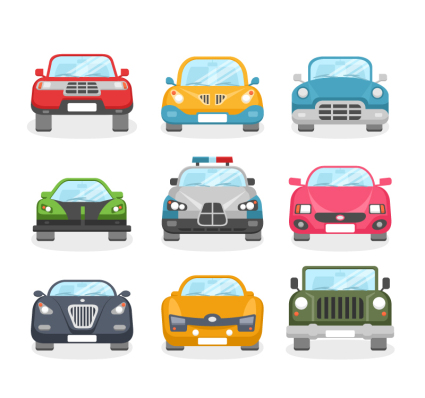 9 vectorial diseño de los coches de dibujos animados