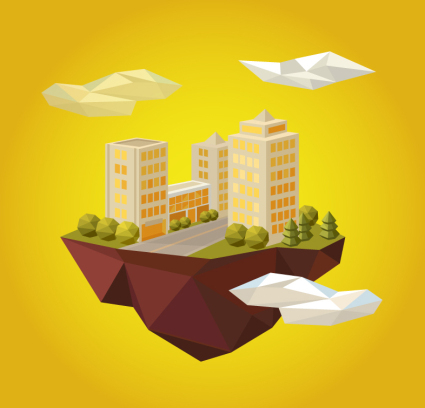 Creative Cloud de diseño del edificio vector material