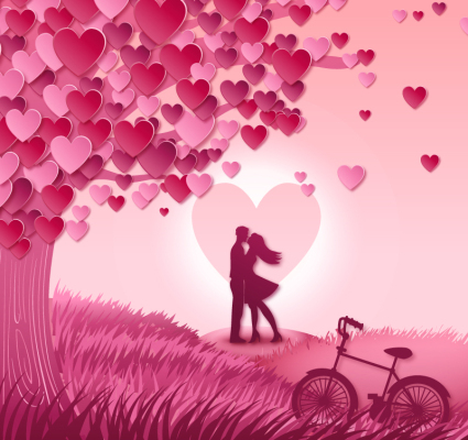 Árbol del amor y los amantes vector material