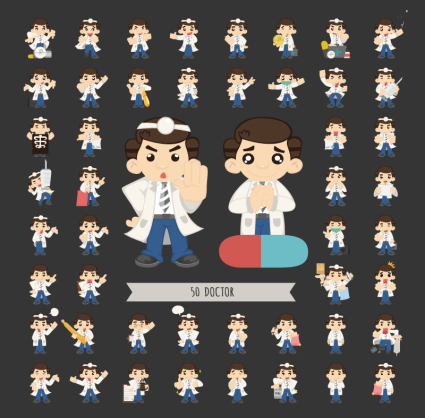 50 modelos de material de dibujos animados del vector del diseño M¨¦dicos