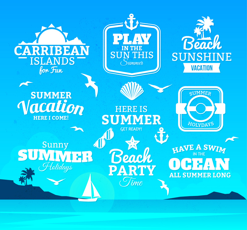 9 WordArt vacaciones vector verano
