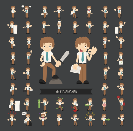 50 del material del vector hombres de negocios de dibujos animados