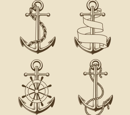 Vector de material pintado 4 ancla retro
