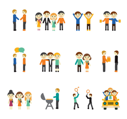 16 del material icono del vector de personaje de dibujos animados