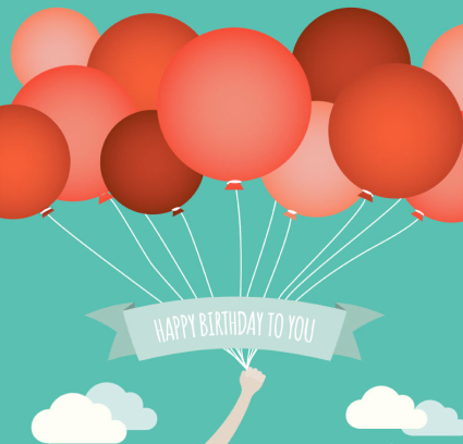 Haz Globo rojo tarjeta de cumpleaños de vectores