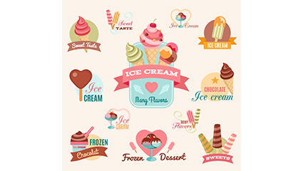 Material de la etiqueta helados vector verano 12