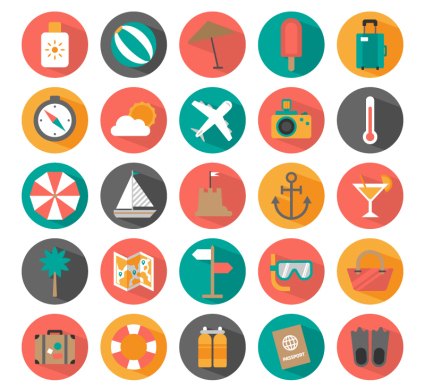 25 vacaciones de verano icono material de vectores