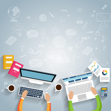 El vector material de escritorio vista superior