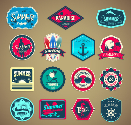 15 de vacaciones de verano etiqueta vector de material