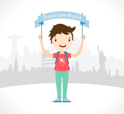 El chico viajes celebr車 Banners Vector Material