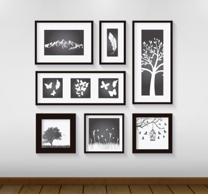 Simple planta pared foto vector material