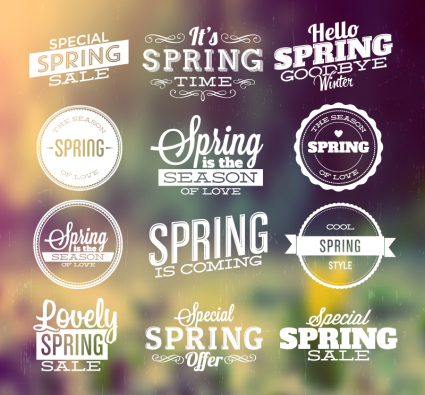 12 etiqueta vector de material promocional de primavera