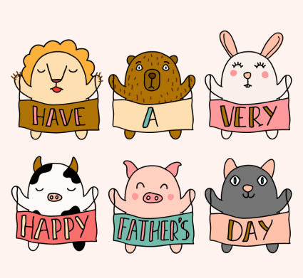 Dibujos de dia del padre animal vector material
