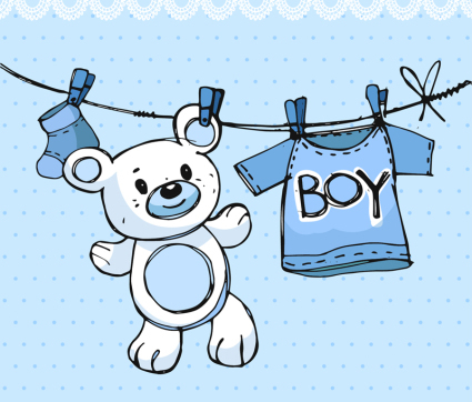Tendedero Azul y oso de peluche vector
