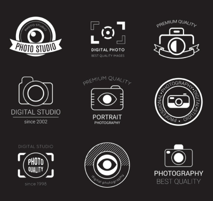 9 fotograf¨ªa material de estudio logotipo de diseño vectorial