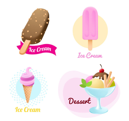 4 deliciosos helados Design vector material