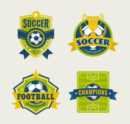 4 ftbol creativo material de la etiqueta vector