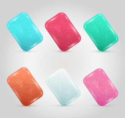 6 masticar goma de material de color vectorial