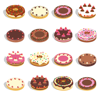 16 p芍rrafo vector de material delicioso pastel redondo