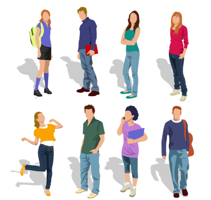 8 adolescentes material de diseño vectorial