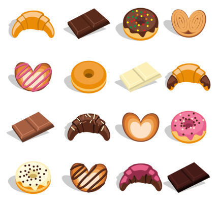 16 modelos de material Vector Delicioso postre