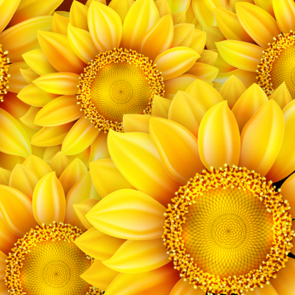 Girasol de oro de fondo sin fisuras del vector