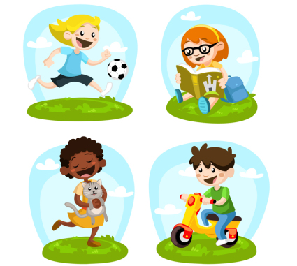 4 del juego del vector de dibujos animados los niños