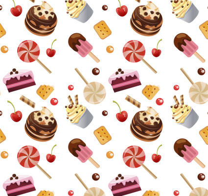 Dulces deliciosos de fondo sin fisuras del vector