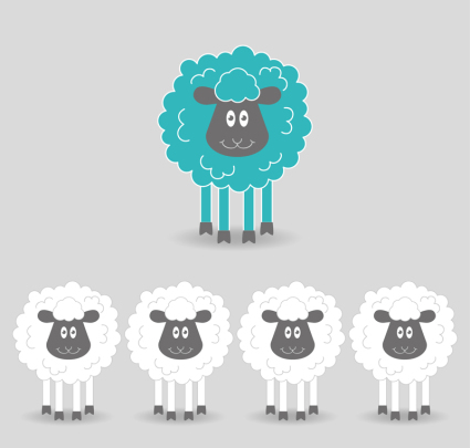 Material de vector lindo negro ovejas-