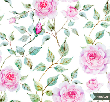 Vector rosas de color rosa de la acuarela