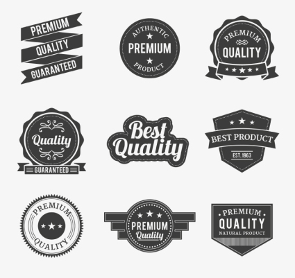 9 calidad negro diseño de la etiqueta del vector