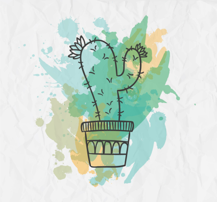 Dibujo vectores de cactus en flor