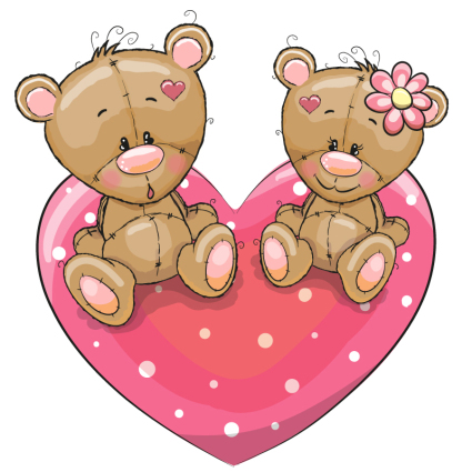 Osos felices del amor que se sienta en un vector