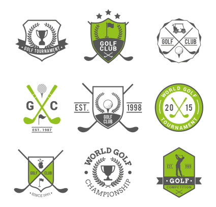 9 Golf Club vectores bandera etiqueta