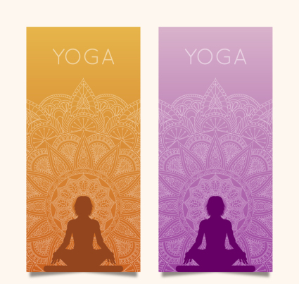 2 color del material vector de la bandera de la yoga