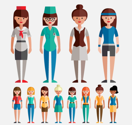 12 mujeres profesionales de diseño de vectores