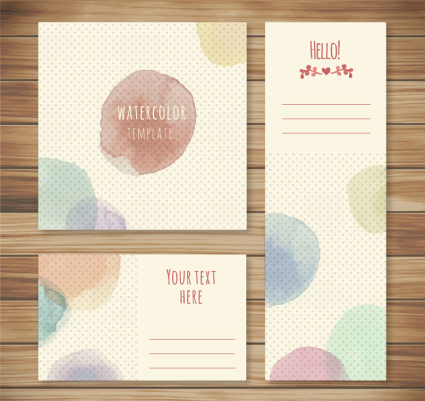 3 fresca vector tarjeta de la acuarela