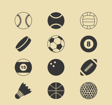12 deportes icono material de vectores