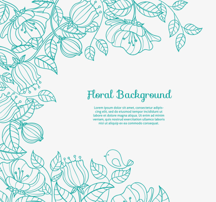 Verde pintado floral del vector del fondo