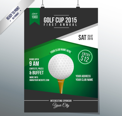 Posters vector torneo de golf de manera material