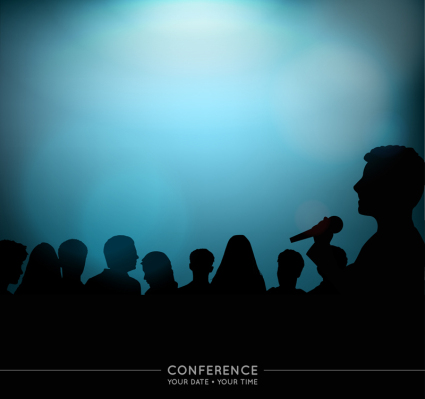 Conferencia cifras cartel silueta vector material