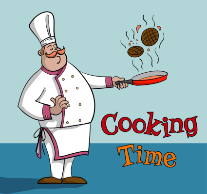 Cocinero de la historieta material de la cocina del vector
