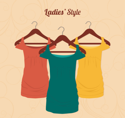 Sra. De la moda material del vestido vectorial